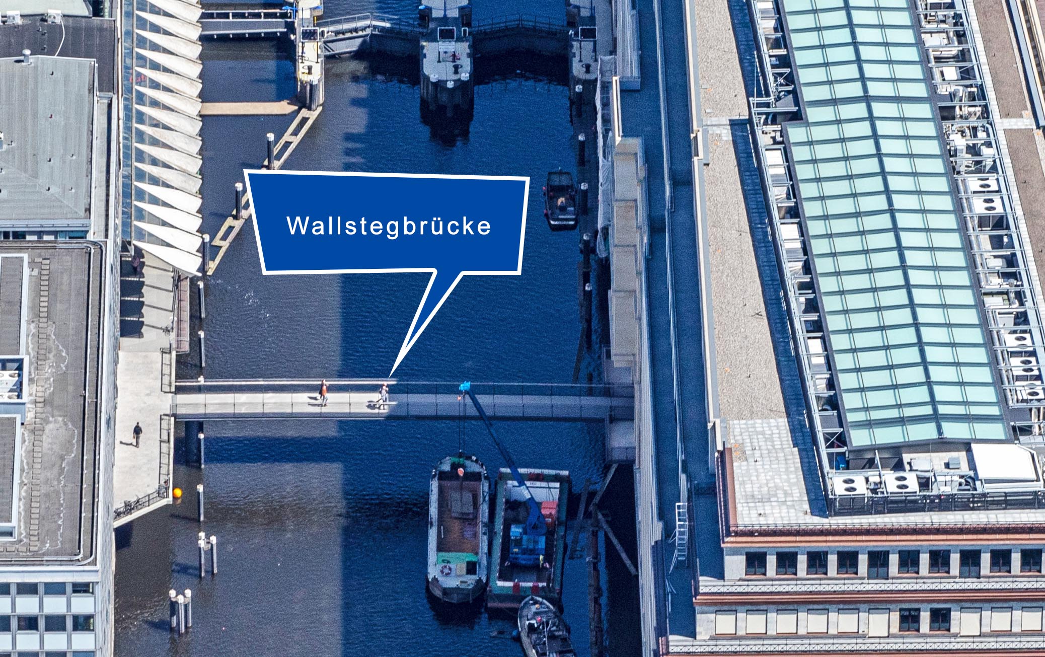 Link zu Hamburg Wallstegbrücke. Luftaufnahme